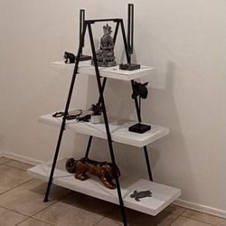 White Wood And Metal Triangle Shelf  - American furniture store 