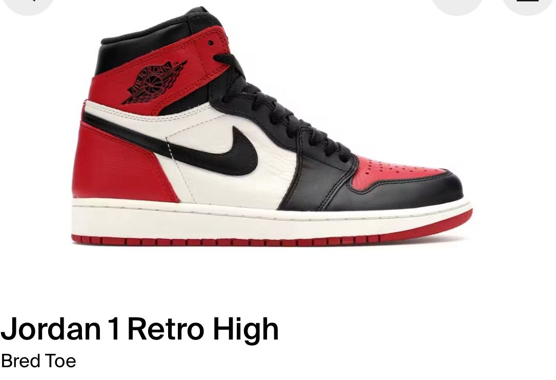 Jordan 1 Bred Toe - 11.5 - Preowned - Replacement Box