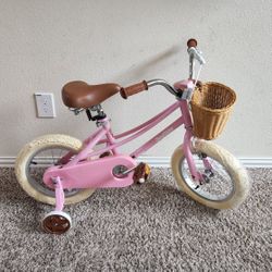 Joystar Retro Style 14" Girls Bike with Training Wheels and Adjustable Handlebars and Seat Height