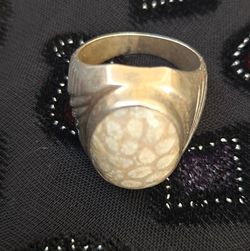 Sterling silver ring fossilized coral Size 9 Culver City area