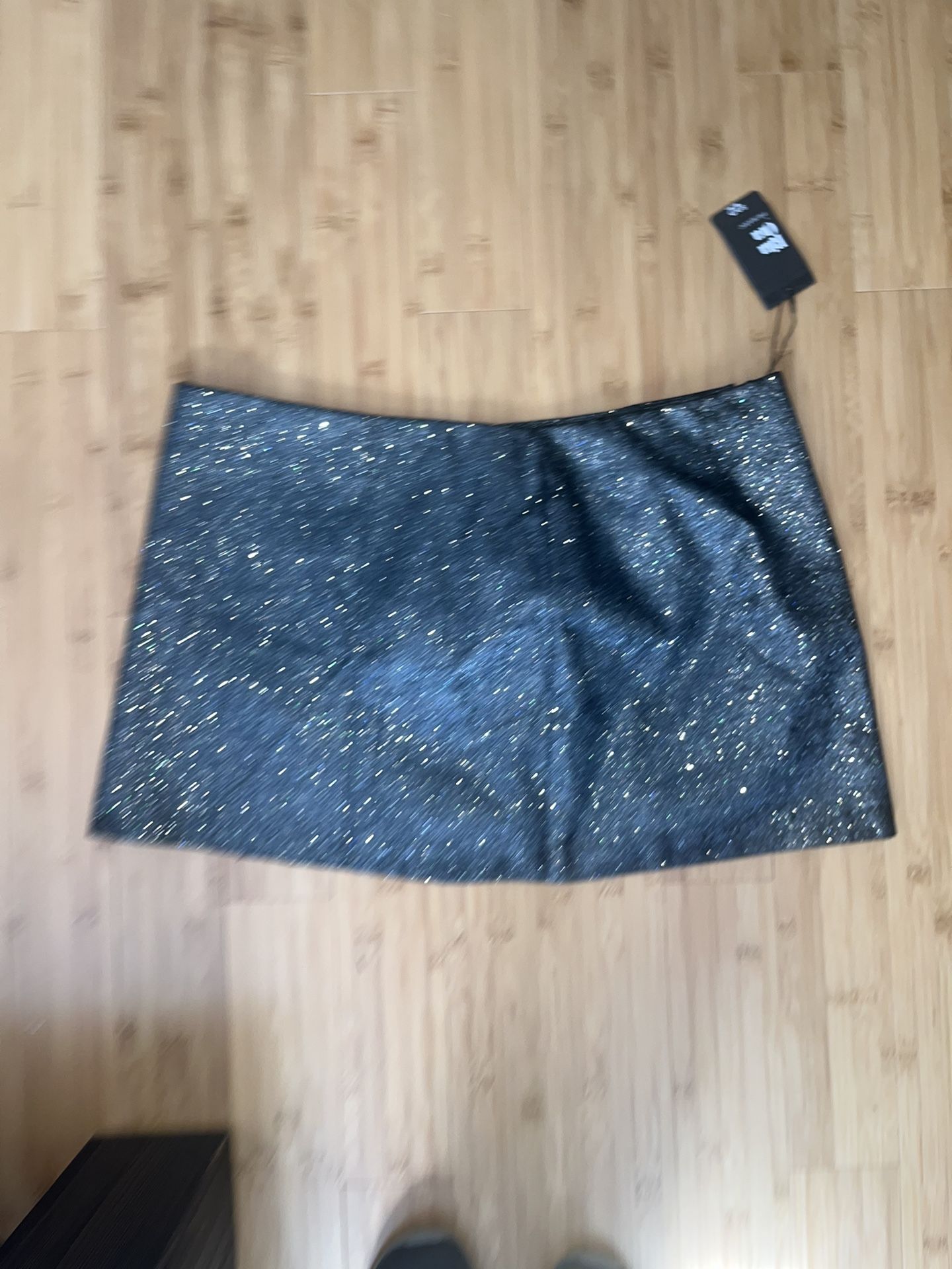Rita Ora Woman’s Mini Black Glittery Skirt. Perfect For HALLOWEEN OR DISCO NIGHT