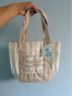 Trader Joe’s summer canvas mini tote bag - beige