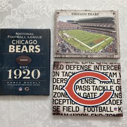 Set of 3 NFL Football Chicago Bears Canvas Wall Art Work 6.5"X 8.5"