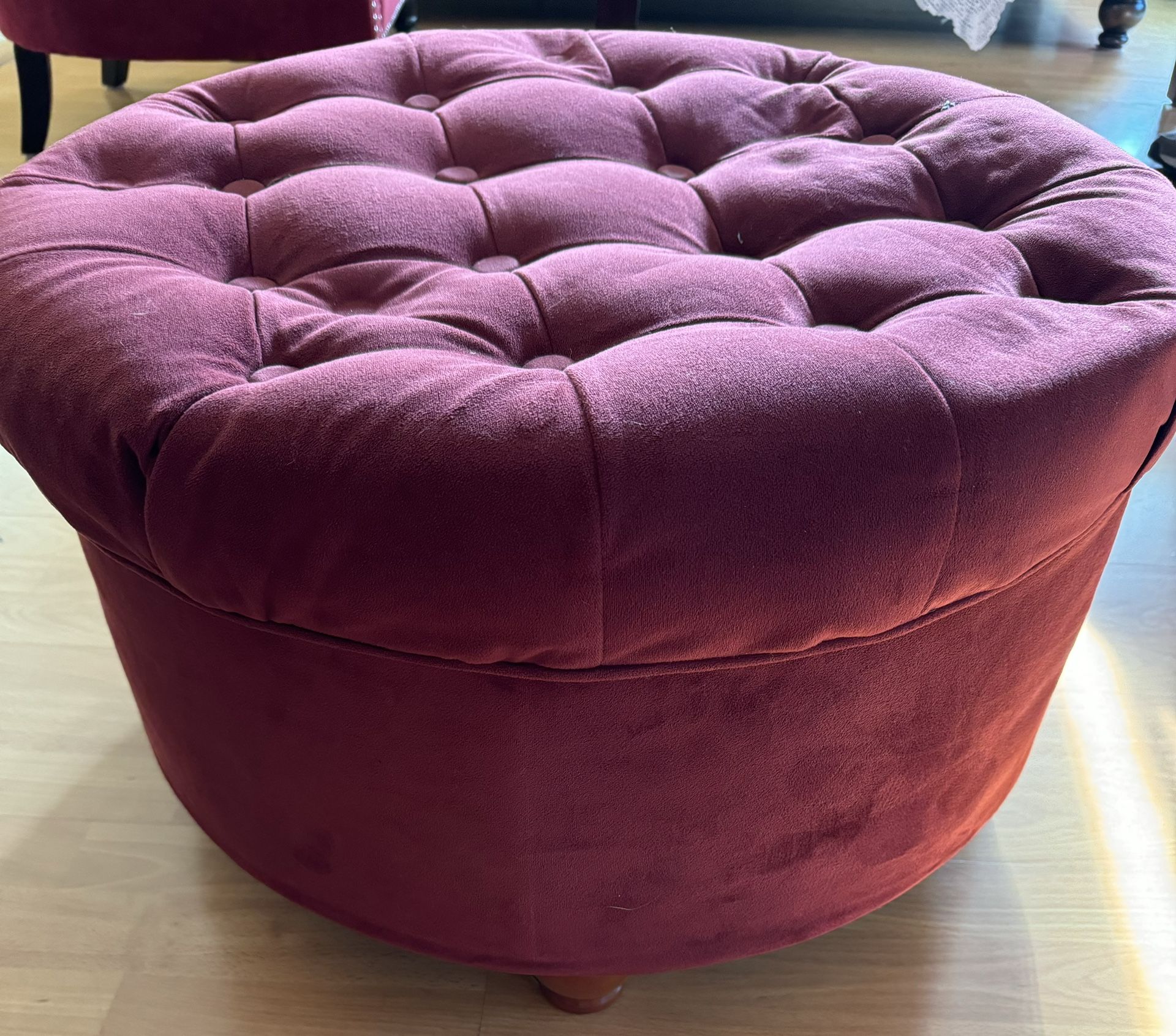 Red Velvet Ottoman With Storage Neg Couch
