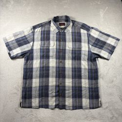 Tommy Bahama Shirt Men’s XL Gray Silk Plaid Beach Button Up Short Sleeve #1591