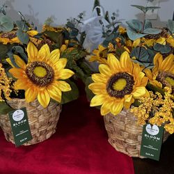 Sunflower Wicker Basket 