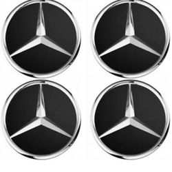 Mercedes Ben Black/chrome Logo Wheel Center Caps