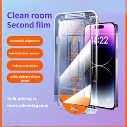 Anti-static instant adhesive tempered glass film for mobile phones, for all iPhone models