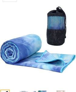 Non Slip Yoga Towel, Super Soft, Absorbent Mat Towel, Perfect Size for Hot Yoga, Pilates and Workout-188x64cm, blue