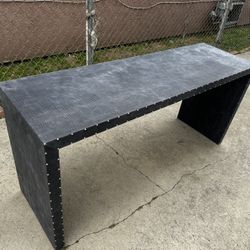 Shagreen Nailed Entryway Table Console Table.