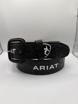 Size 30 Ariat Black Floral Embossed Leather Belt