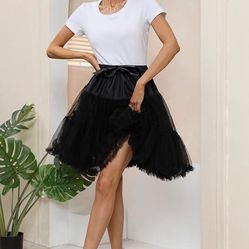 PINUP Women's Small Knee Length Tutu A Line Multilayer Skirt Black SZ S