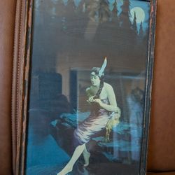 Antique 1919 Framed Indian Maiden Print by James Arthur - Minnehaha