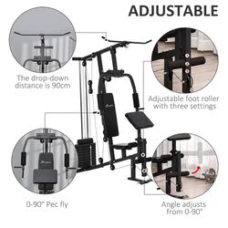😀 Soozier Multifunction Home Gym System, Workout Station with 99Lbs Weight Stack, for Full Body Exercise