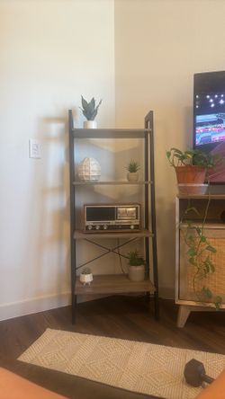 Gray wood shelf