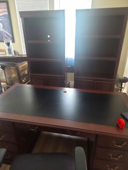 Cherry Wood Executive Desk with Hutch Bookcase delivery available for a fee