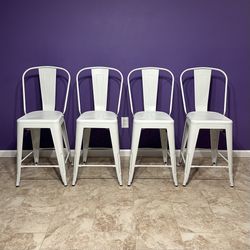 New 4 White Metal Counter Height Dining Chairs (Can Deliver) 