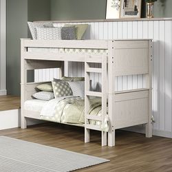 Brand New Rustic White Twin Size Bunk Bed