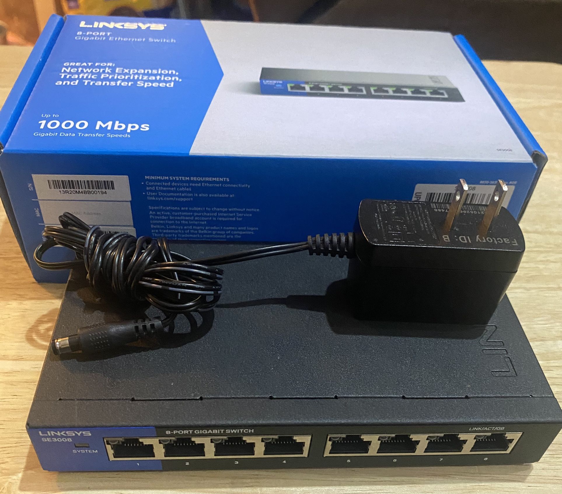 Linksys 8 Port Gigabit Ethernet Switch