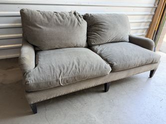 Gray Nail Head Love Seat With Down Pillows