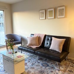 Dark Brown Leather Couch 