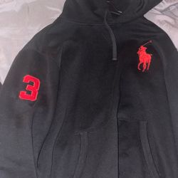 polo hoodie black and red