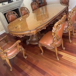 Wooden Dining Room Table With 8 Chairs 