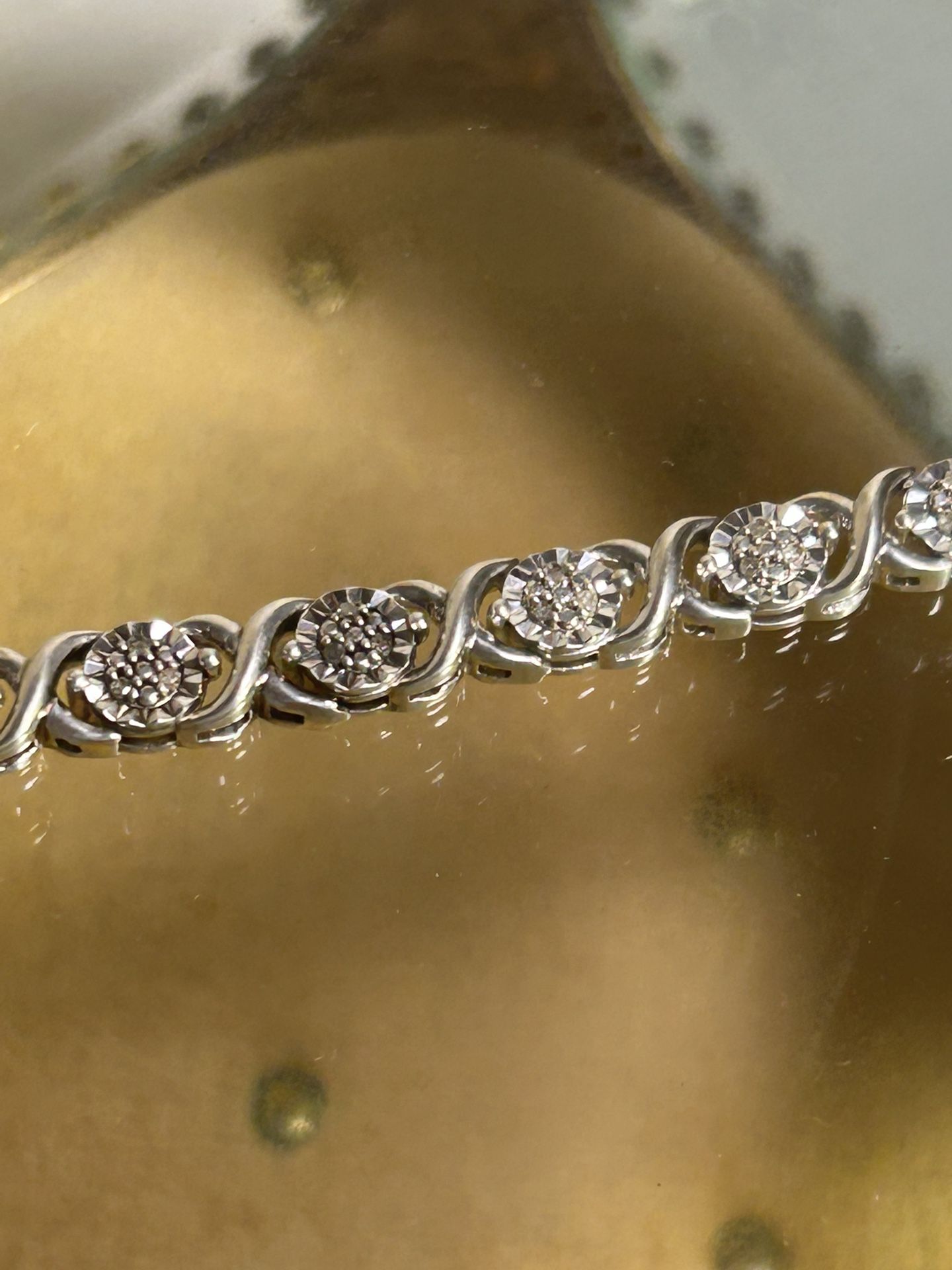 925 Sterling Silver Diamond Tennis Bracelet Sz7”