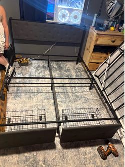 Queen bed frame with drawers