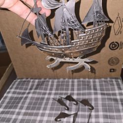 Metal Sailing Ship with Swordfish Chimes  Windchime