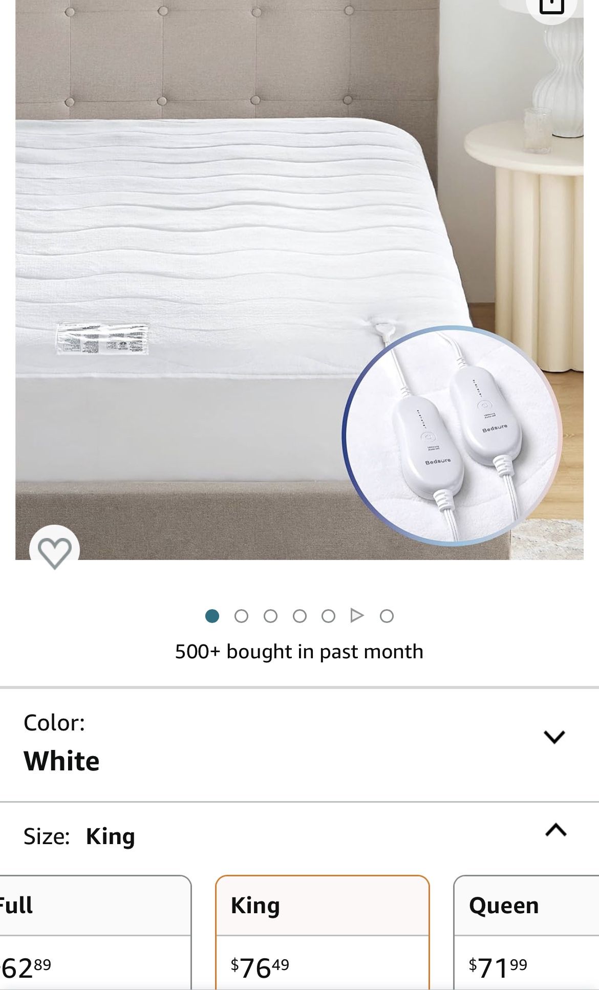 Heated Mattress Pad King Size - Dual Controller Electric Mattress Pad Bed Warmer and 4 Heat Settings, Coral Fleece with 10 Hour Timer Auto Shut Off (K