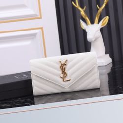 YSL White Wallet With Box New 
