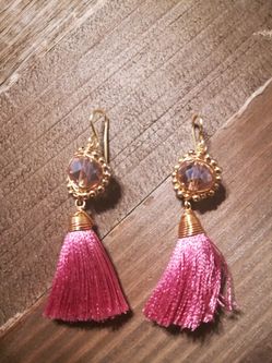 Pink tassels earrings