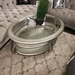 Round Modern Coffee Table Glass Top Two Shelves