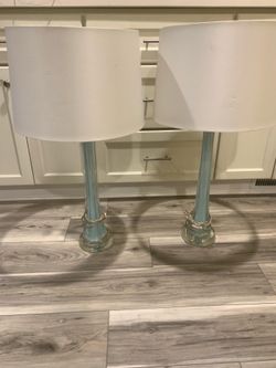 Pair of Drexel Heritage glass and lucite table lamps
