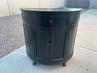 Black Demilune Cabinet with Drawer and Doors