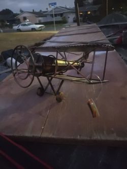 Vintage Metal Biplane Model Sculpture - Brand New with Tag