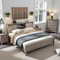 E275 $240  Modern Farmhouse King Platform Bed 