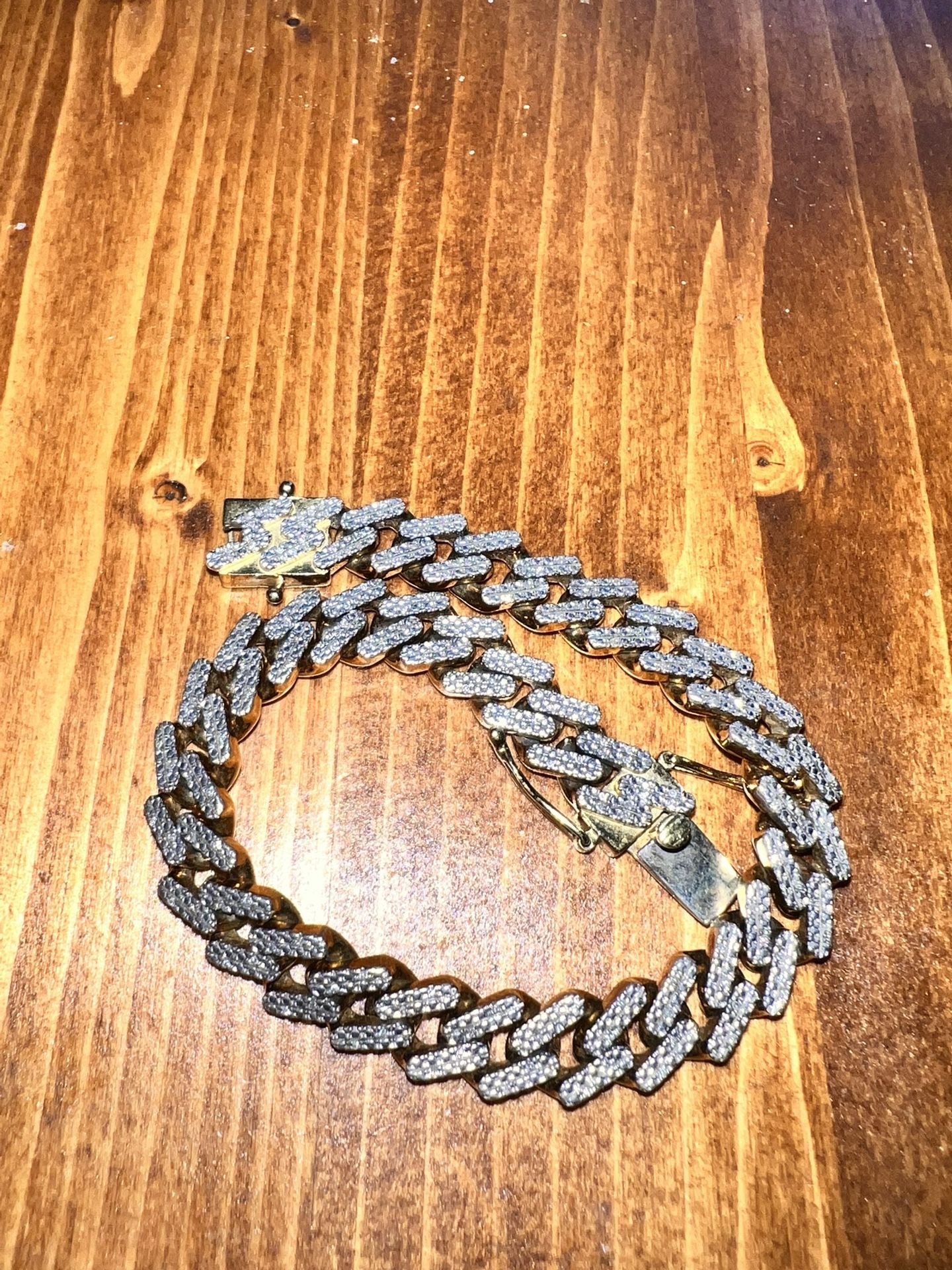 Zig zag link bracelet in sterling silver with 14K gold plate