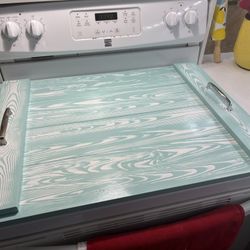 Beautiful Wood Grain Painted Noodle Board/ Stove Top Cover