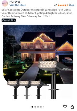 Solar Spotlights Outdoor Waterproof Landscape Path Lights Solar Dusk to Dawn