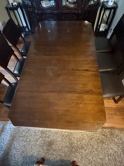 Dark Wood Dining Table with 6 Chairs