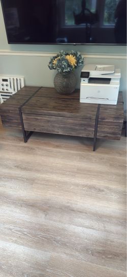 Wood coffee table with metal legs