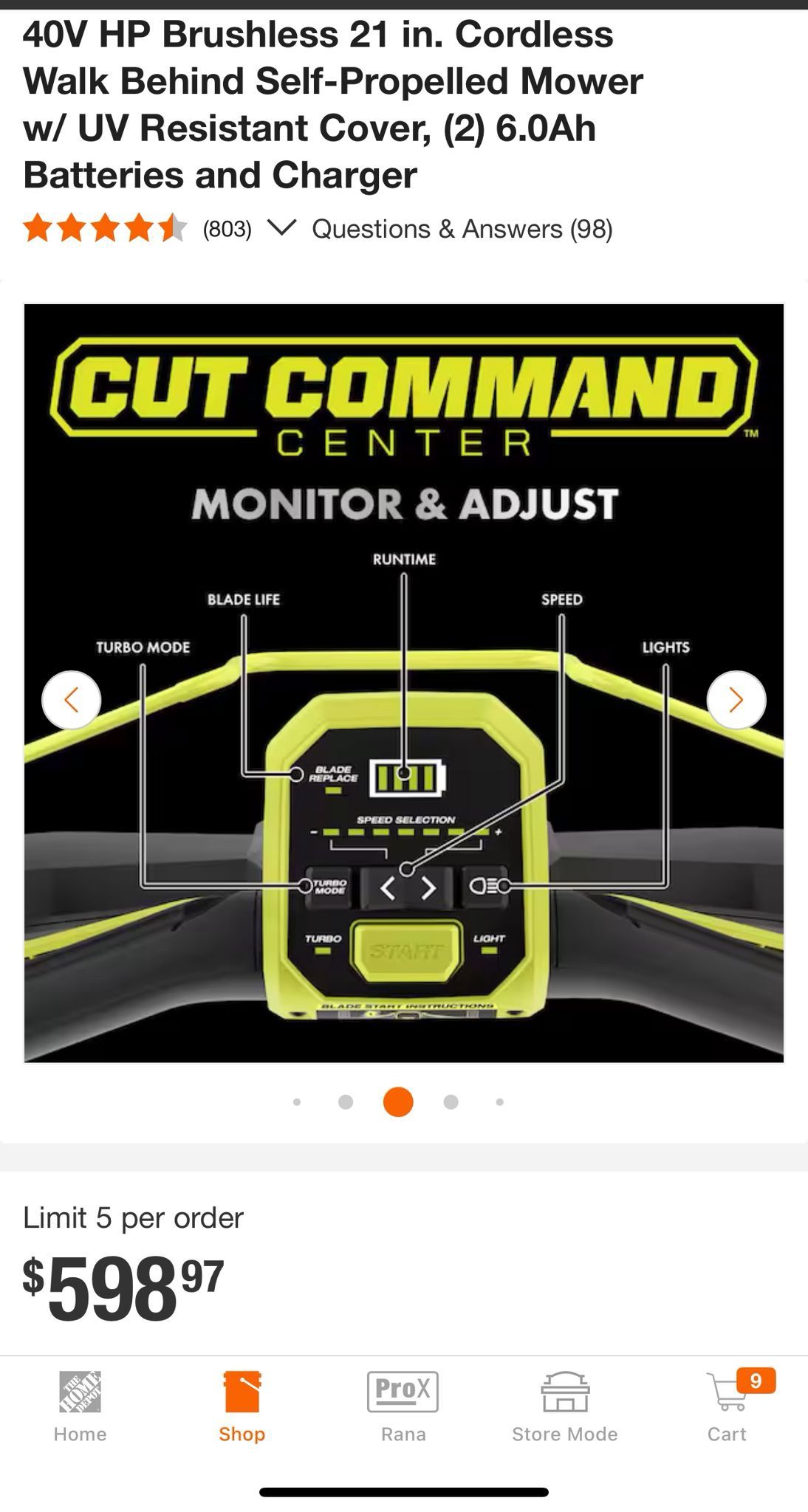 Description: 40V HP Brushless 21 in. Cordless Self-Propelled Mower w/ UV Resistant Cover, (1) 6.0Ah Battery Charger This comes with 1 40V 6.0Ah bat