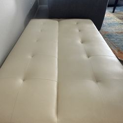 Sofa Bed. Homegear Modern Faux Leather Convertible 3 Seater Sofa / Futon Couch Guest Cream. Great condition very clean no problems with it just didn’t