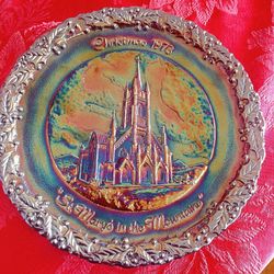 Carnival Glass Plate -Christmas 1973- St. Mary's Mountain 