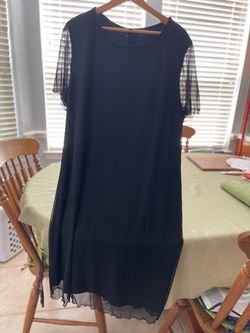 Bebe Black Midi Dress with Sheer Lace Sleeves