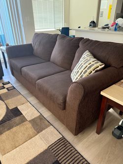 Brown Fabric 3-Seat Sofa and Loveseat