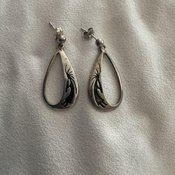 Collectible Vintage Teme Navajo Kokopelli Sterling Silver Earrings Signed