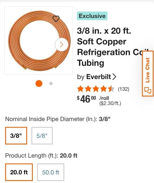 Copper Coil 3/8in X 20ft